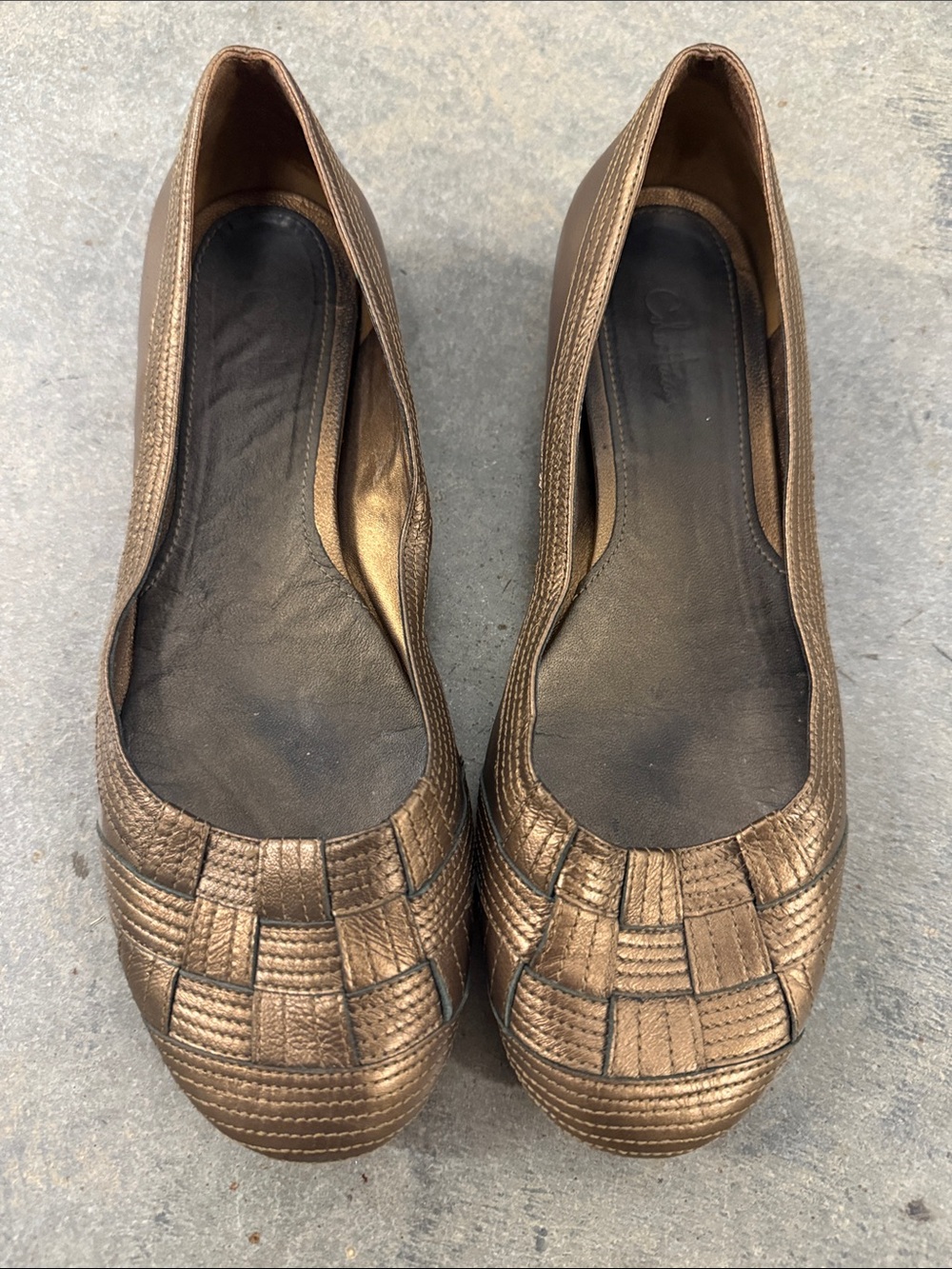 Cole Haan Bronze Woven Leather Ballet Flats